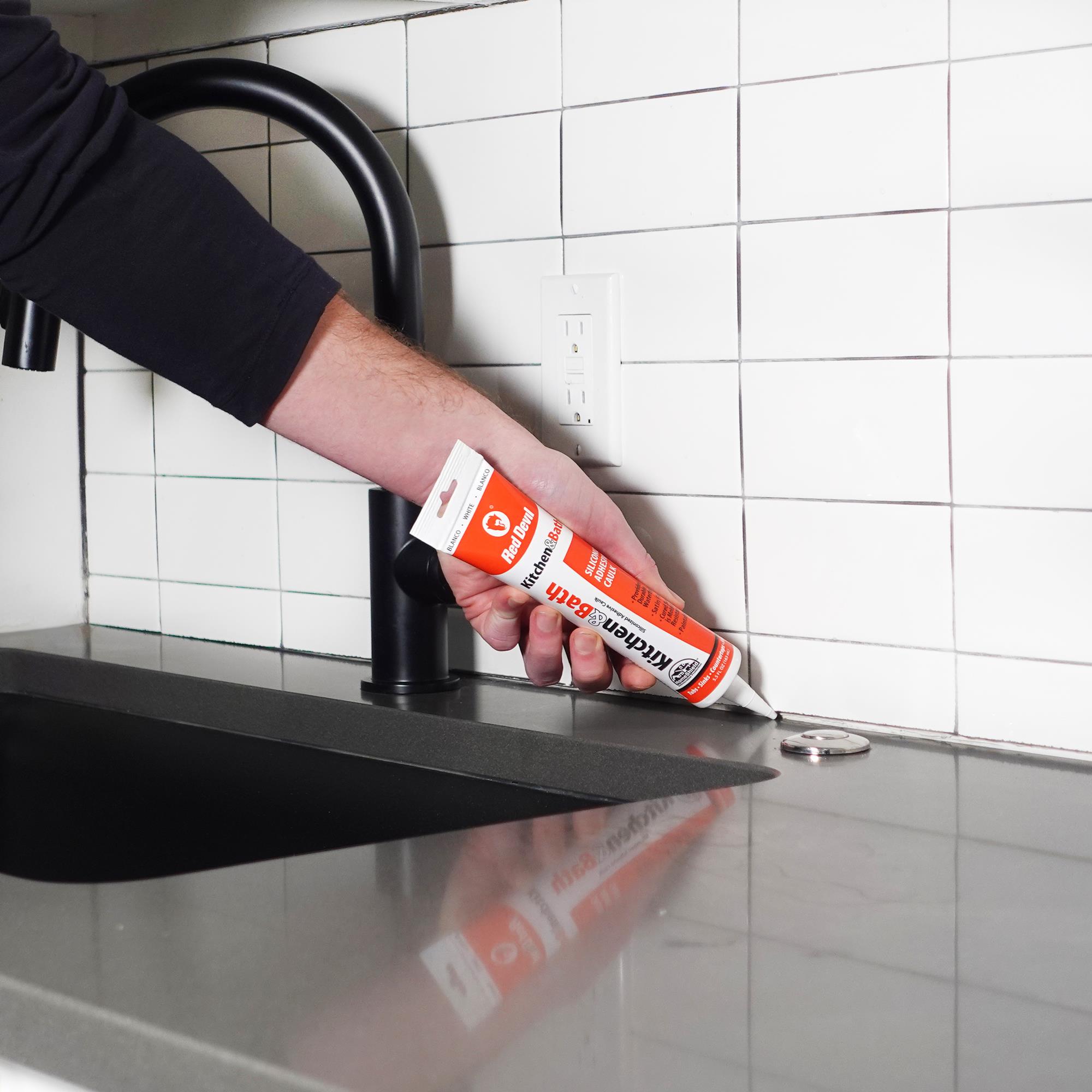 Red Devil Kitchen & Bath Siliconized Acrylic Caulk 5.5 FL. OZ. Squeeze Tube White - Image 2