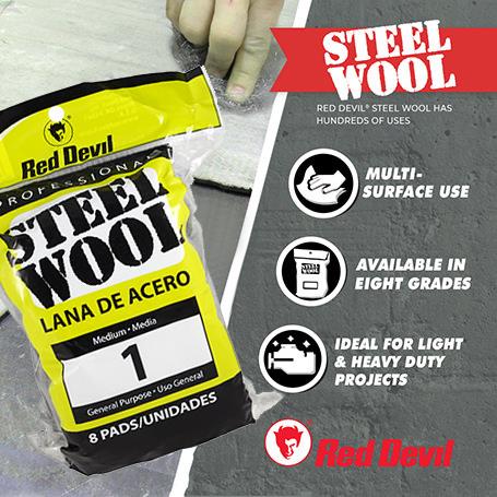 Red Devil Steel Wool-Medium #1 8 Pack - Image 2