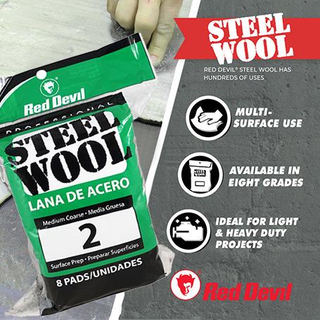Red Devil Steel Wool-Medium Coarse #2 8 Pack - Image 2