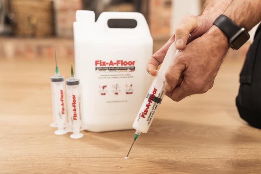 Fix-A-Floor 5 Litre Tub Kit with 6 Syringe applicators - Extra Strength Bonding Adhesive for Loose and Hollow Tiles